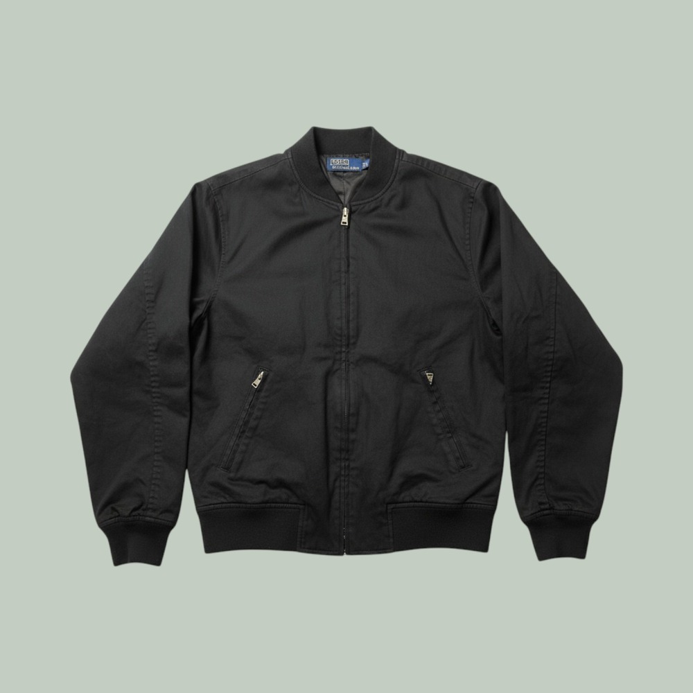 Polo Ralph Lauren Jacket Mens Medium Bomber Black Full Zip Cotton Blend Coat